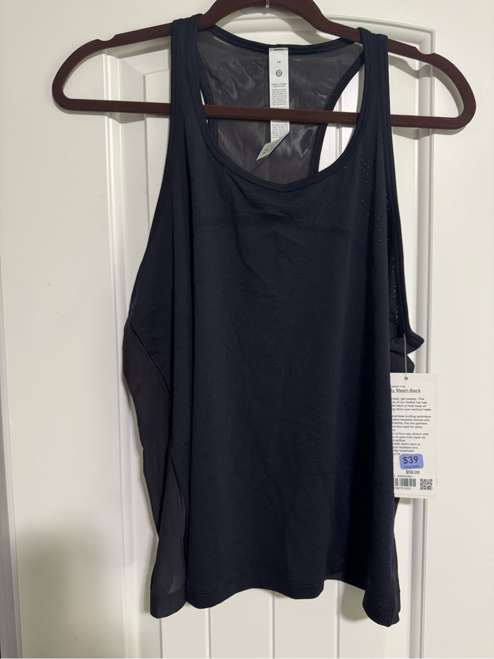 Women’s lululemon swiftly mesh back nightmoth Tank SZ 14 Brand: lululemon NWT